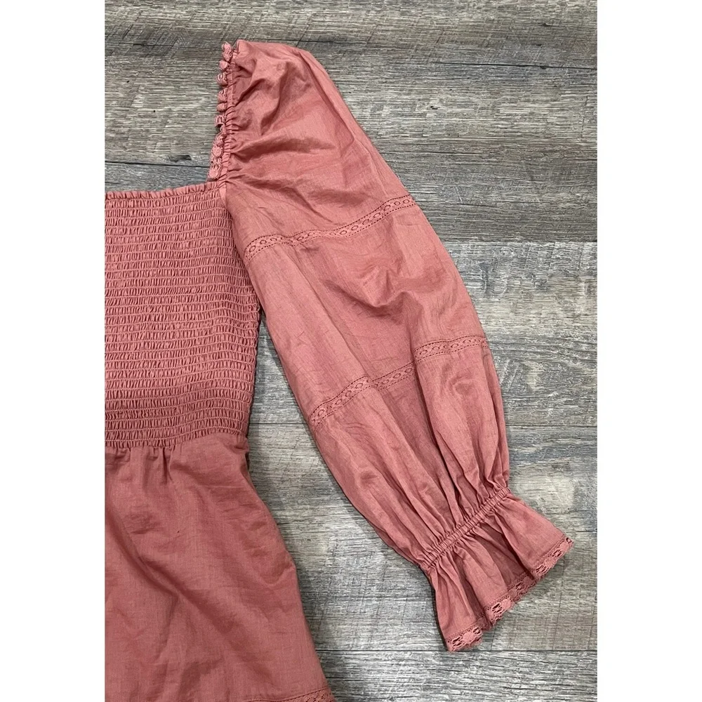 NEW Reformation Dunes Puff Sleeve Dress in Praline - Picture 4 of 8